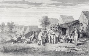 Deportatiekamp op het Cros-schiereiland, Nieuw-Caledonië, 1873 door Hippolyte Dutheil